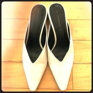 Zara white pointe mules